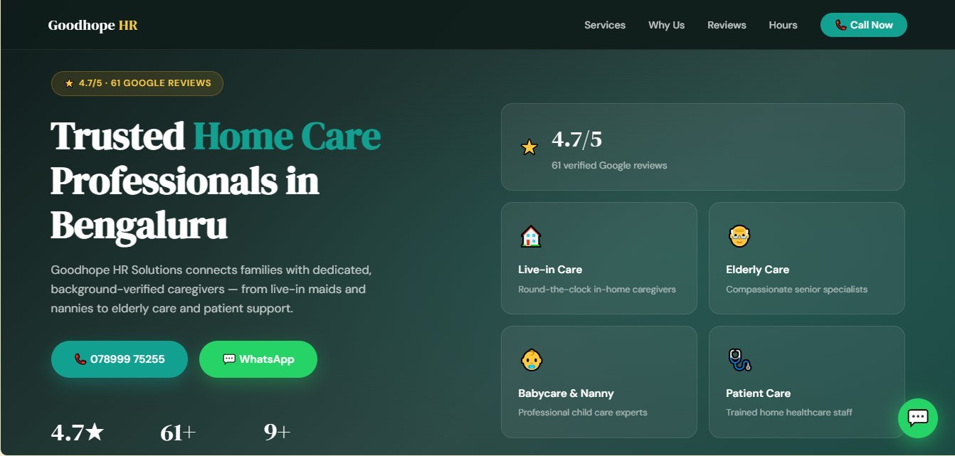 Goodhope HR Solutions — HR & Home Care website by AGS Web Solutions Bangalore
